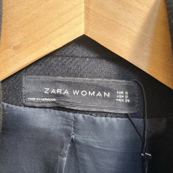 Zara Woman Black Wool Blend Hooded Duffle Coat. Size S - Picture 7 of 7